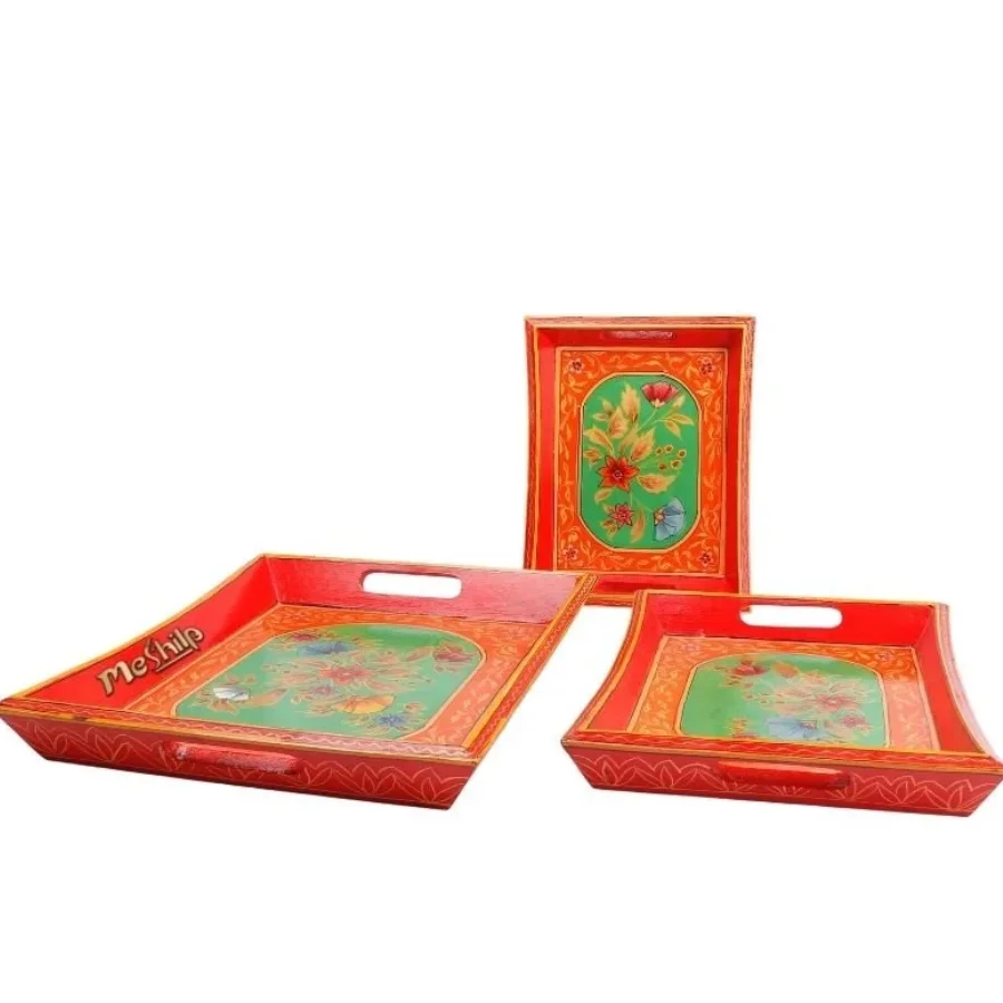 Untitled design (41) (1) Mango Wood four Corner Three Serving Tray - Image 1